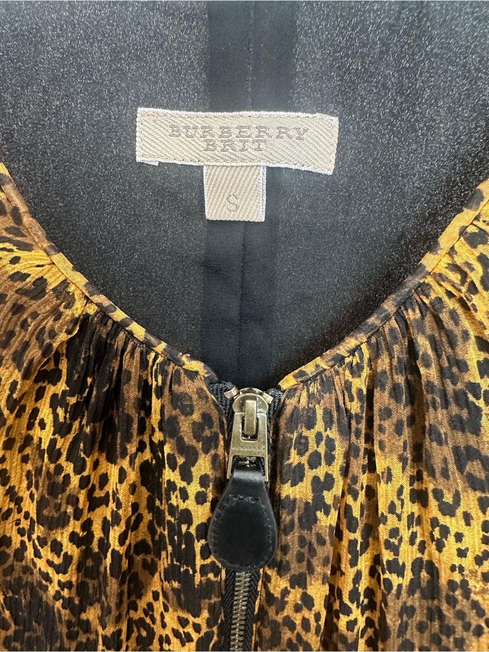 RARE NWOT Burberry Silk Brown and Yellow Leopard Print Women’s dress
